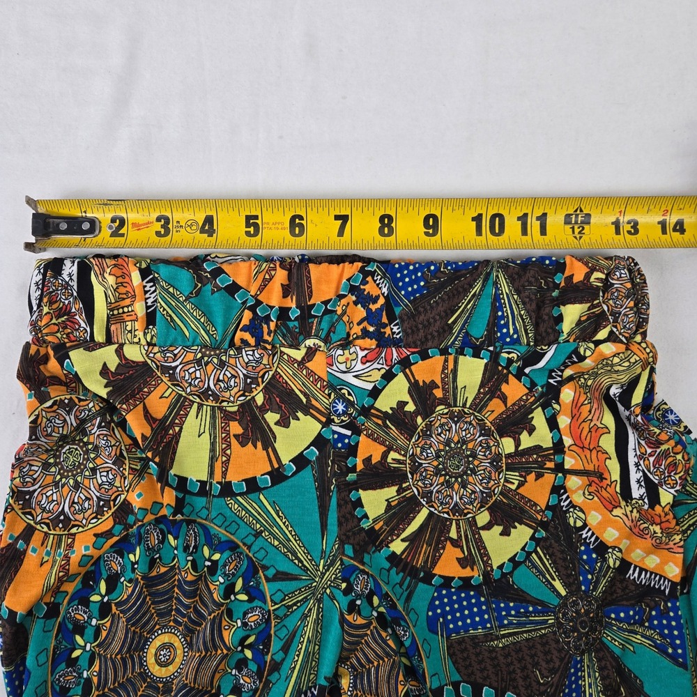 Topia Women Multi Color Medallion Boho Flare Leg Bell Bottom Pants M Stretch USA - Picture 8 of 9